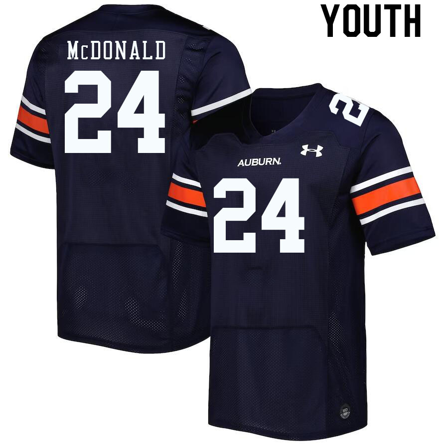 Youth #24 Craig McDonald Auburn Tigers College Football Jerseys Stitched-Navy